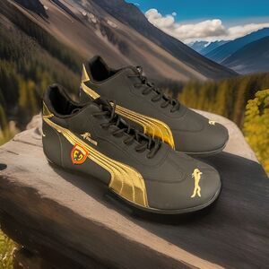 BLACK WITH GOLD ACCENTS SHOES MEN SIZE 43 EUR